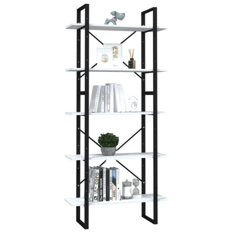 vidaXL Boekenkast met 5 schappen 80x30x175 cm bewerkt hout wit afbeelding3 - 1