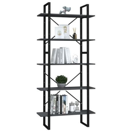 vidaXL Boekenkast met 5 schappen 80x30x175 cm grenenhout grijs afbeelding3 - 1