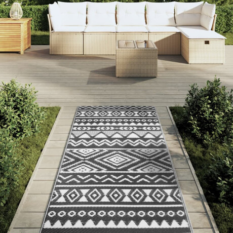 vidaXL Buitenkleed ARAKIL 80x250 cm polypropeen zwart afbeelding3 - 1