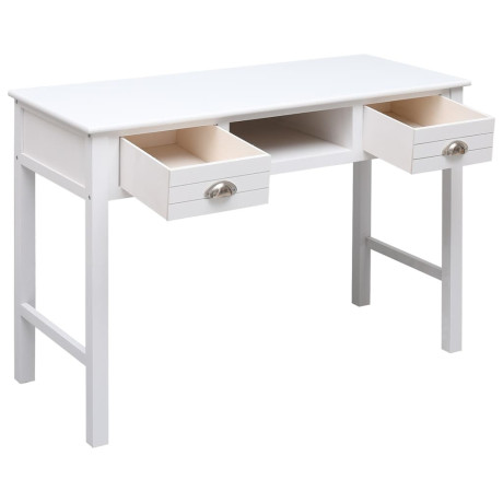 vidaXL Bureau 108x45x76 cm massief paulowniahout wit afbeelding3 - 1