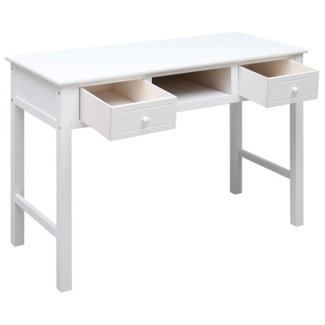 vidaXL Bureau 108x45x76 cm massief paulowniahout wit afbeelding3 - 1