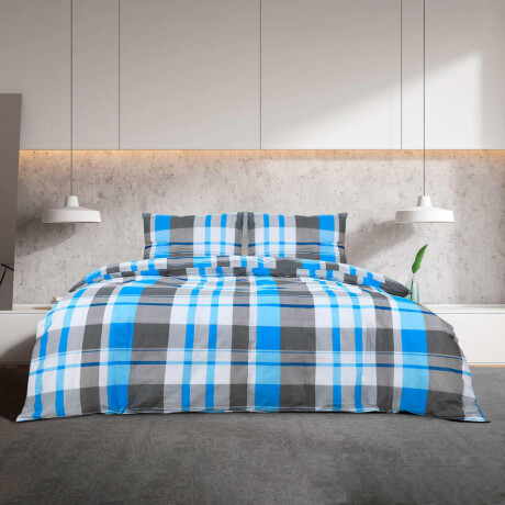 vidaXL Dekbedovertrekset 225x220 cm katoen blauw en grijs afbeelding3 - 1