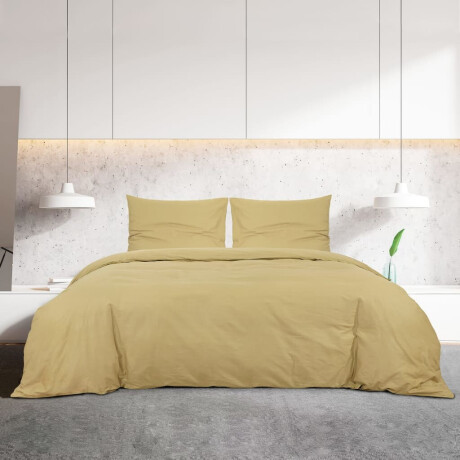 vidaXL Dekbedovertrekset 135x200 cm katoen taupe afbeelding3 - 1