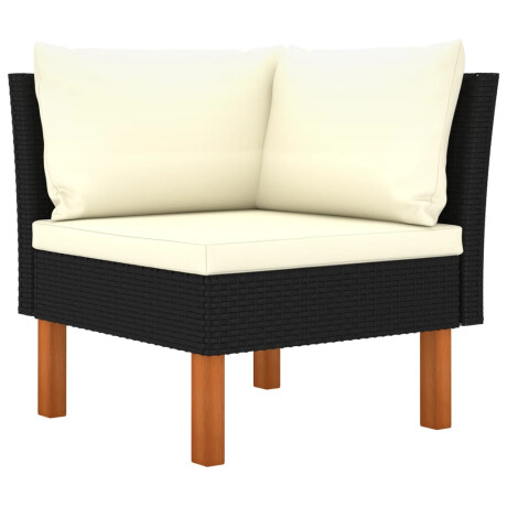 vidaXL 7-delige Loungeset poly rattan en eucalyptushout zwart afbeelding3 - 1