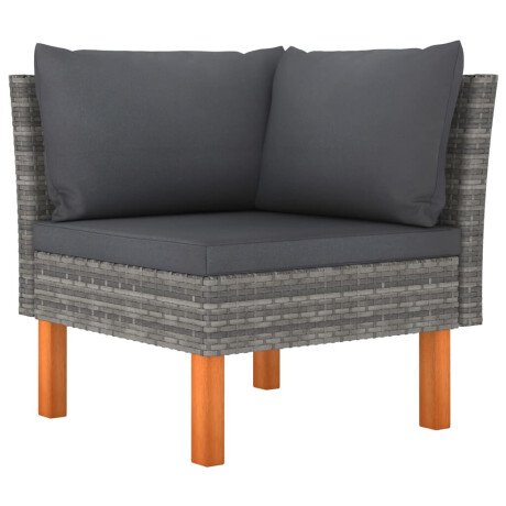 vidaXL 7-delige Loungeset poly rattan en eucalyptushout grijs afbeelding3 - 1