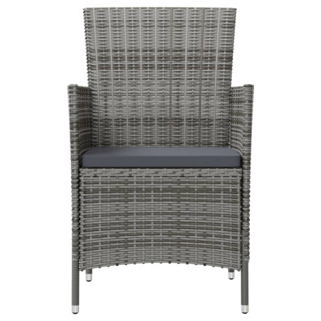 vidaXL Tuinstoelen 2 st met kussens poly rattan grijs afbeelding3 - 1