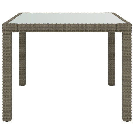 vidaXL Tuintafel 90x90x75 cm gehard glas en poly rattan grijs afbeelding3 - 1