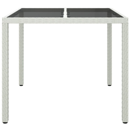 vidaXL Tuintafel 90x90x75 cm gehard glas en poly rattan wit afbeelding3 - 1