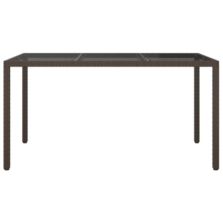 vidaXL Tuintafel 150x90x75 cm gehard glas en poly rattan bruin afbeelding3 - 1