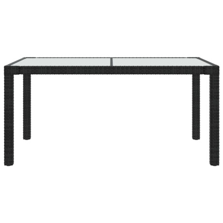 vidaXL Tuintafel 150x90x75 cm gehard glas en poly rattan zwart afbeelding3 - 1