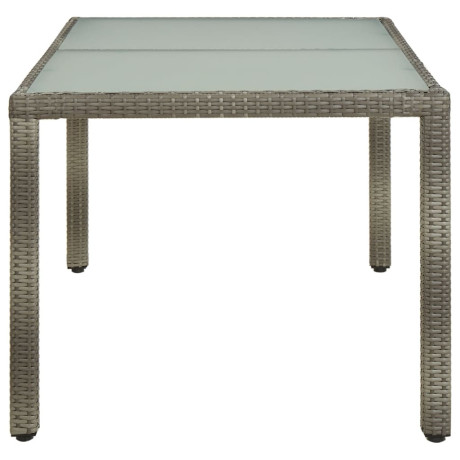 vidaXL Tuintafel 150x90x75 cm gehard glas en poly rattan grijs afbeelding3 - 1