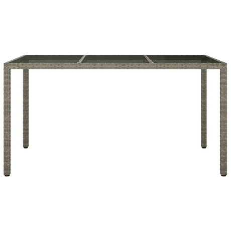 vidaXL Tuintafel 150x90x75 cm gehard glas en poly rattan grijs afbeelding3 - 1