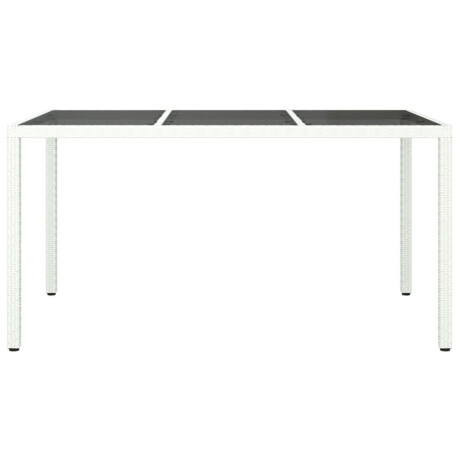 vidaXL Tuintafel 150x90x75 cm gehard glas en poly rattan wit afbeelding3 - 1