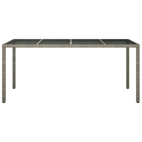 vidaXL Tuintafel 190x90x75 cm gehard glas en poly rattan grijs afbeelding3 - 1