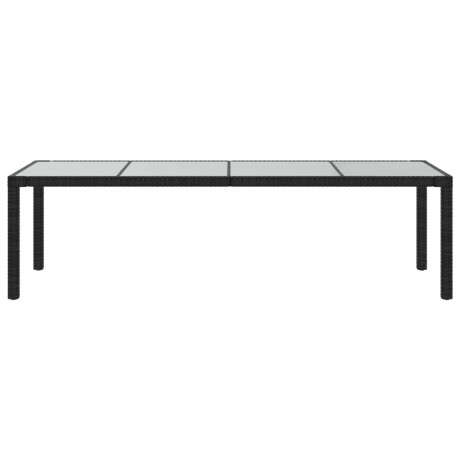vidaXL Tuintafel 250x100x75 cm gehard glas en poly rattan zwart afbeelding3 - 1