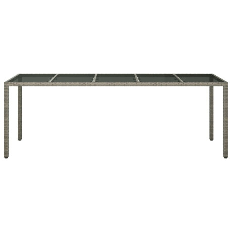 vidaXL Tuintafel 250x100x75 cm gehard glas en poly rattan grijs afbeelding3 - 1