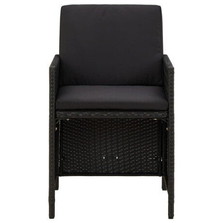 vidaXL Tuinstoelen 4 st met kussens poly rattan zwart afbeelding3 - 1