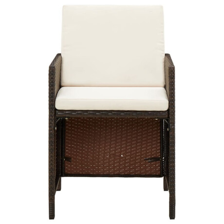 vidaXL Tuinstoelen 4 st met kussens poly rattan bruin afbeelding3 - 1
