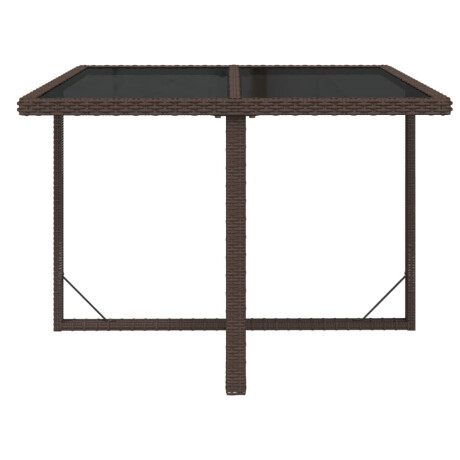 vidaXL Tuintafel 109x107x74 cm poly rattan en glas bruin afbeelding3 - 1