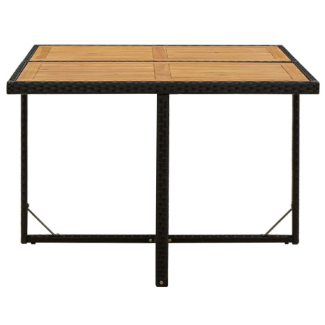 vidaXL Tuintafel 109x107x74 cm poly rattan en massief acaciahout zwart afbeelding3 - 1