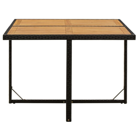 vidaXL Tuintafel 109x107x74 cm poly rattan en massief acaciahout zwart afbeelding3 - 1