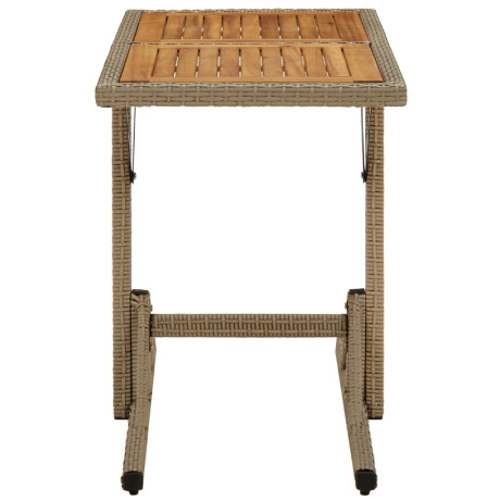 vidaXL Tuintafel massief acaciahout en poly rattan beige afbeelding3 - 1