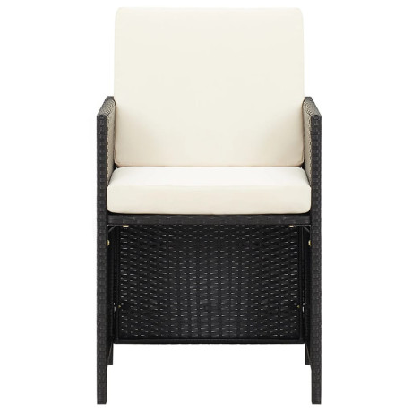 vidaXL Tuinstoelen met kussens 4 st poly rattan zwart afbeelding3 - 1