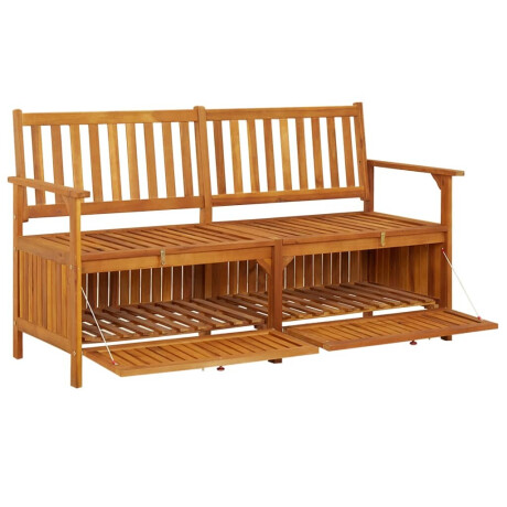 vidaXL Opbergbankje met kussen 148 cm massief acaciahout afbeelding3 - 1