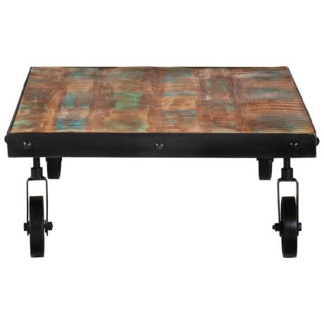 vidaXL Salontafel met wielen 100x60x26 cm massief gerecycled hout afbeelding3 - 1