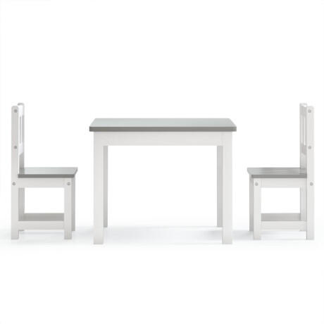 vidaXL 3-delige Kindertafel- en stoelenset MDF wit en grijs afbeelding3 - 1