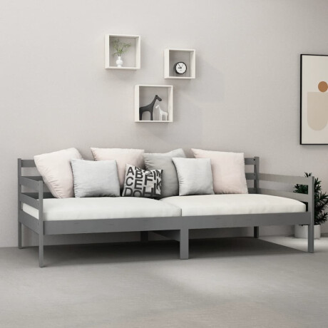 vidaXL Slaapbank met matras massief grenenhout grijs 90x200 cm afbeelding3 - 1