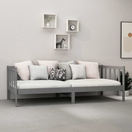 vidaXL Slaapbank met matras massief grenenhout grijs 90x200 cm afbeelding3 - 1