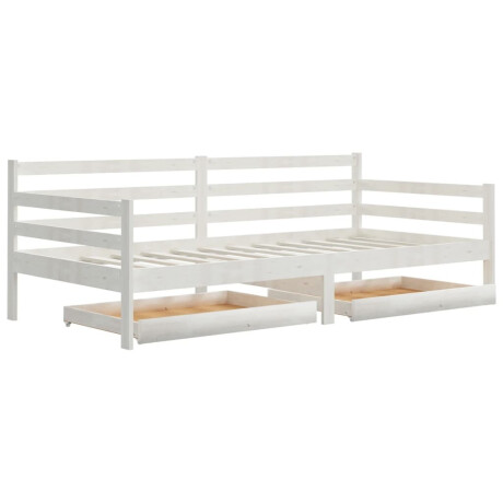 vidaXL Slaapbank met lades massief grenenhout wit 90x200 cm afbeelding3 - 1