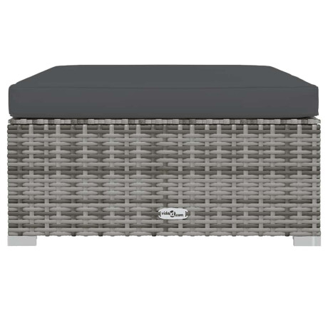 vidaXL Tuinvoetenbank met kussen 70x70x30 cm poly rattan grijs afbeelding3 - 1