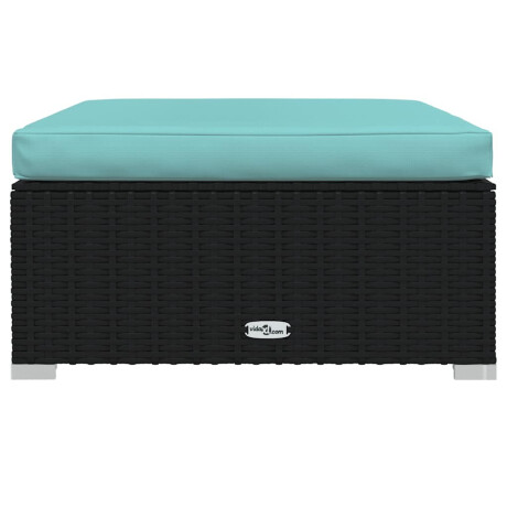 vidaXL Tuinvoetenbank met kussen 70x70x30 cm poly rattan zwart afbeelding3 - 1