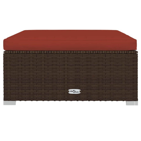 vidaXL Tuinvoetenbank met kussen 70x70x30 cm poly rattan bruin afbeelding3 - 1