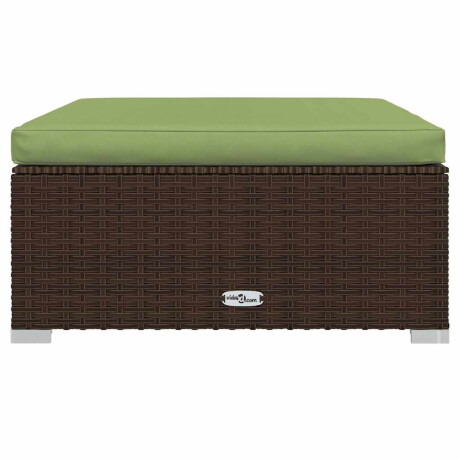 vidaXL Tuinvoetenbank met kussen 70x70x30 cm poly rattan bruin afbeelding3 - 1
