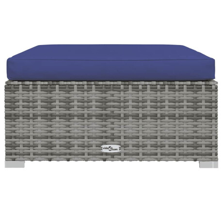 vidaXL Tuinvoetenbank met kussen 70x70x30 cm poly rattan grijs afbeelding3 - 1