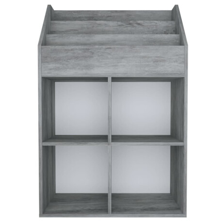 vidaXL Kindertijdschriftenrek 71x30x114 cm bewerkt hout betongrijs afbeelding3 - 1