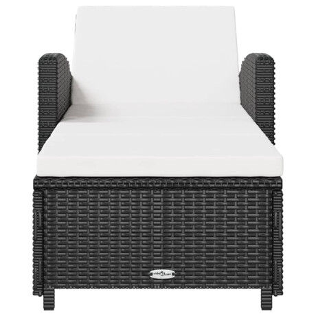 vidaXL Ligbed met crèmewit kussen poly rattan zwart afbeelding3 - 1