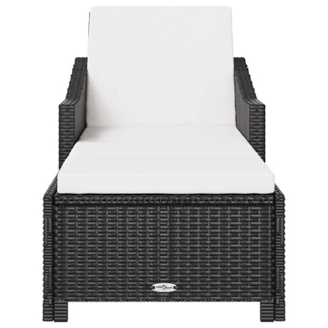 vidaXL Ligbed met crèmewit kussen poly rattan zwart afbeelding3 - 1