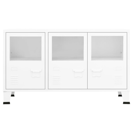 vidaXL Dressoir industrieel 105x35x62 cm metaal en glas wit afbeelding3 - 1