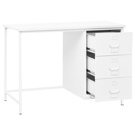 vidaXL Bureau industrieel met lades 105x52x75 cm staal wit afbeelding3 - 1