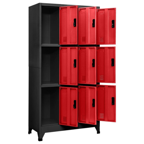 vidaXL Lockerkast 90x45x180 cm staal antracietkleurig en rood afbeelding3 - 1