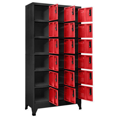 vidaXL Lockerkast 90x40x180 cm staal antracietkleurig en rood afbeelding3 - 1