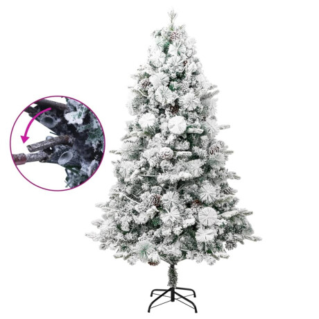 vidaXL Kerstboom met LED en dennenappels en sneeuw 195 cm PVC en PE afbeelding3 - 1