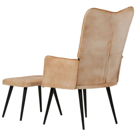 vidaXL Fauteuil met voetensteun canvas crèmekleurig afbeelding3 - 1