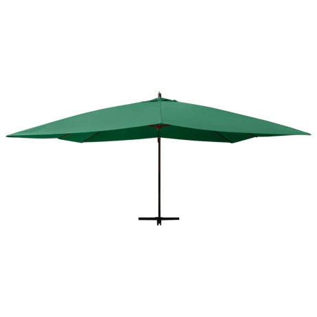 vidaXL Zweefparasol met houten paal 400x300 cm groen afbeelding3 - 1