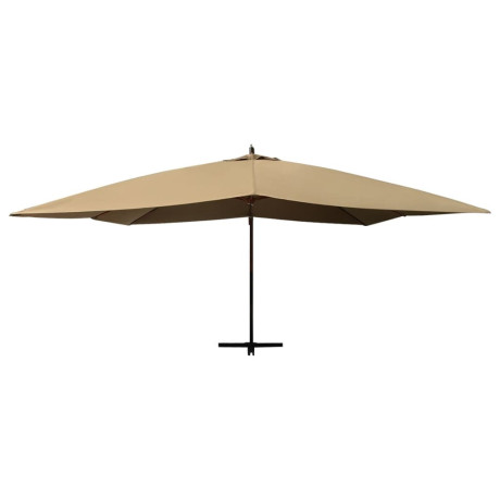 vidaXL Zweefparasol met houten paal 400x300 cm taupe afbeelding3 - 1