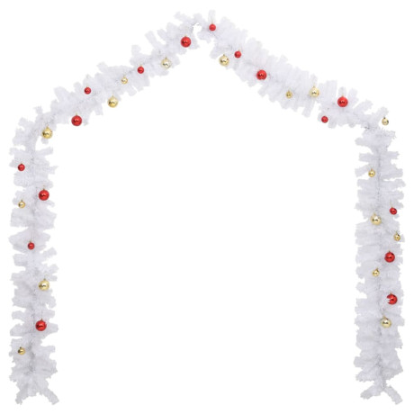 vidaXL Kerstslinger versierd met kerstballen 5 m wit afbeelding3 - 1